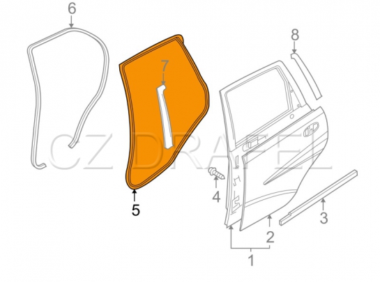 těsnění pravé zadní dveře originál GM, Akce výprodej poslední 2ks !!!