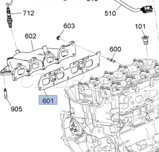 těsnění výfukového potrubí (svody)- strana motor (original GM)