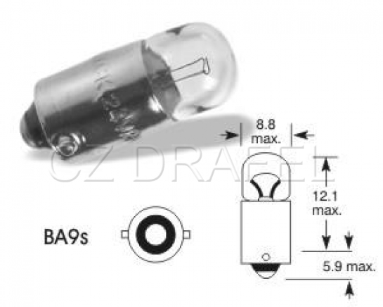 žárovka 12V 2W Ba9s
