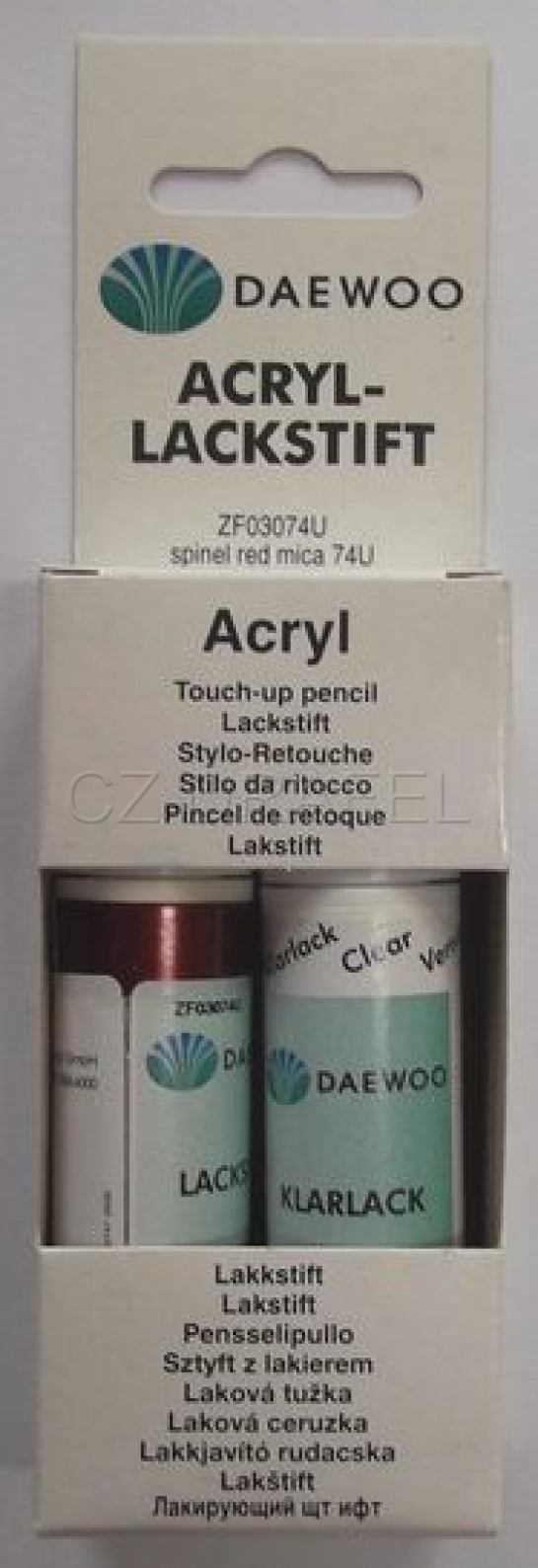 tužka laková set 2x (12ml), barva SPINEL RED MICA  (74U), lak AKRYL (výprodej)