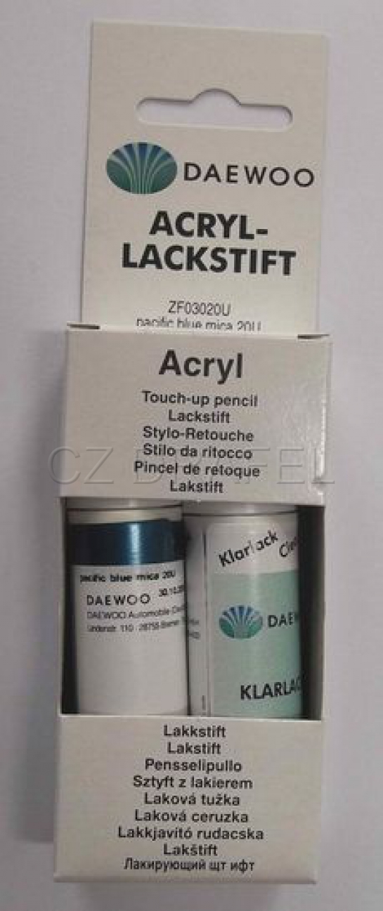 tužka laková set 2x(12ml), barva PACIFIK BLUE MICA  (20U), lak AKRYL (výprodej), LANOS, NUB. , TAC.