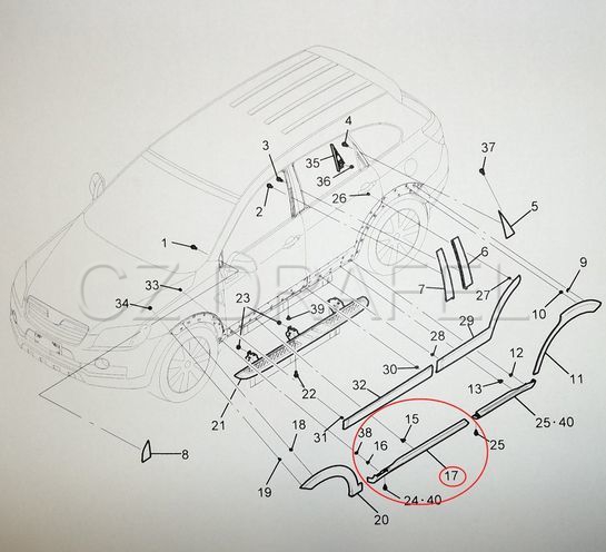 lišta pravá přední prahu, CAPTIVA C100 originál GM